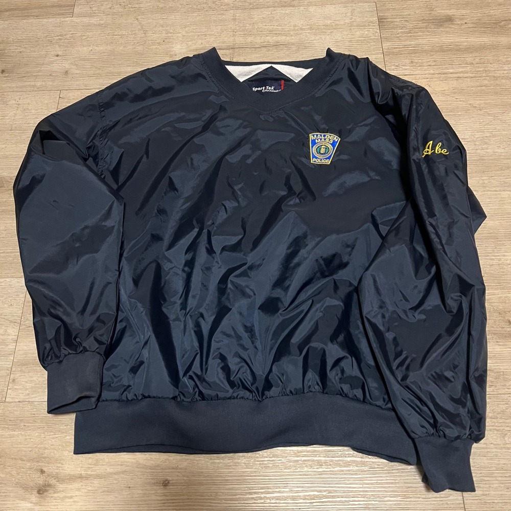 Malden Mass Police Pullover Windbreaker Jacket L Mens V Neck BPD South Boston‎